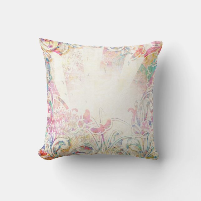 Romantic Victorian with Flower Border Throw Pillow (Front)