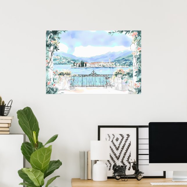 Romantic View of Lake Como Poster (Home Office)