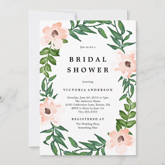 Romantic Vines Bridal Shower Invitation (Front)