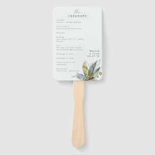 Romantic Vines Minimal Garden Green Blue Program Hand Fan