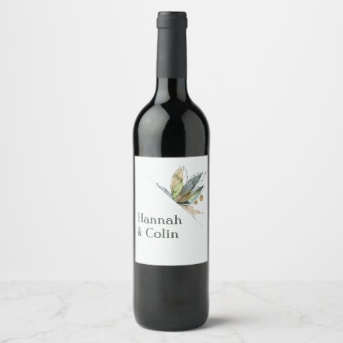 Romantic Vines Minimal Garden Green Blue Wine Label
