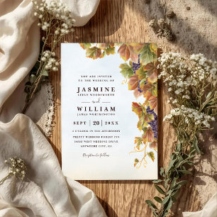Romantic Vineyard Rustic Elegant QR Code Wedding Invitation