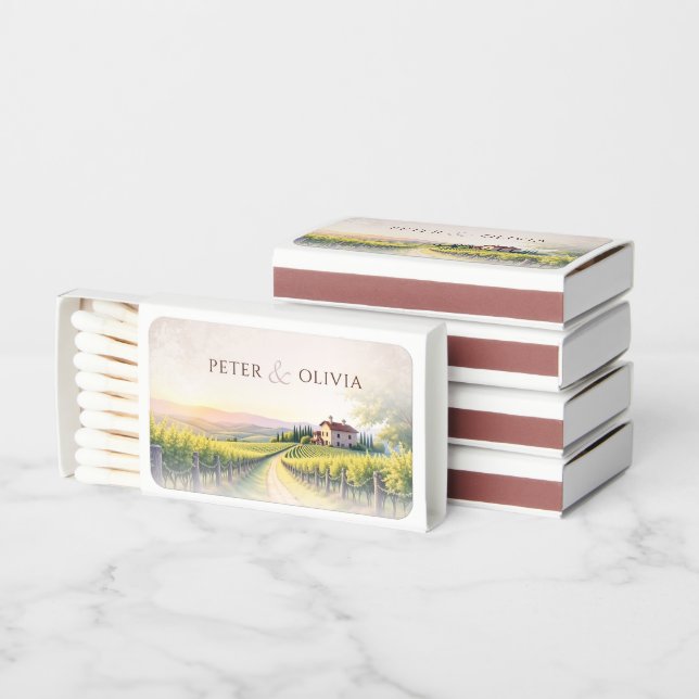Romantic Vineyard Rustic Wedding Welcome Sign Matchboxes (Stacked)