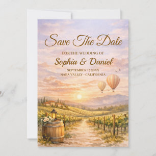 Romantic Vineyard Sunset Save The Date