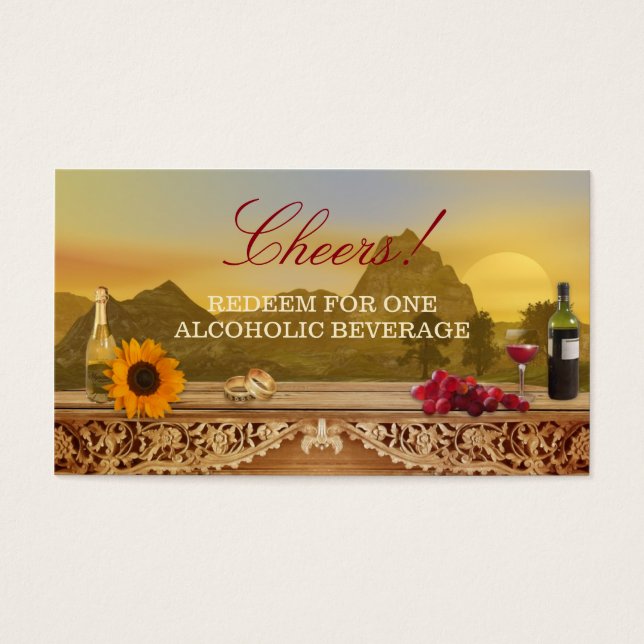 Romantic Vineyard Wedding Drink Ticket (Front)