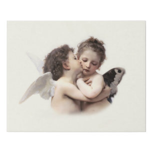 Romantic Vintage Angels First Kiss Faux Canvas Print