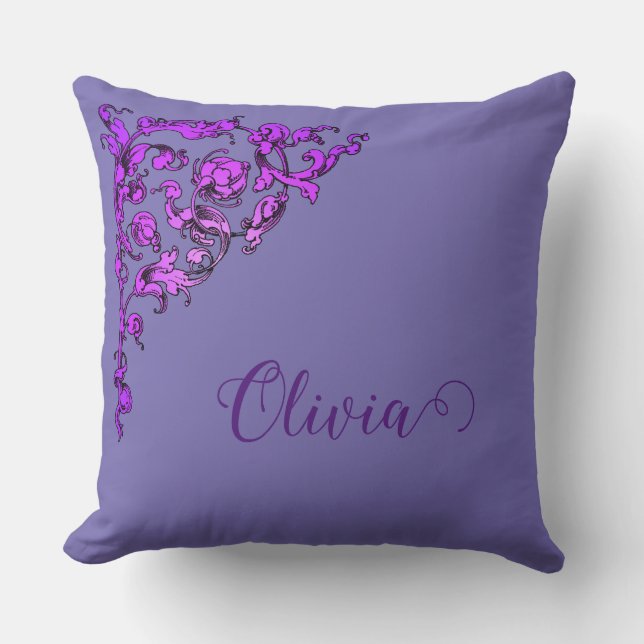 Romantic, Vintage, Antique Personalized  Throw Pillow (Front)