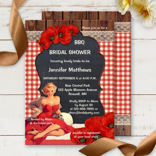 Romantic Vintage BBQ Bridal Shower Invitation