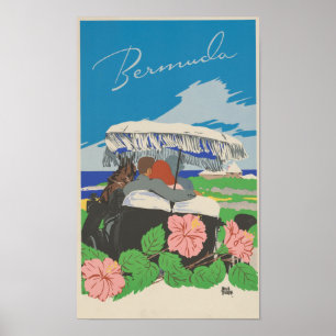 Romantic Vintage Bermuda Travel Poster