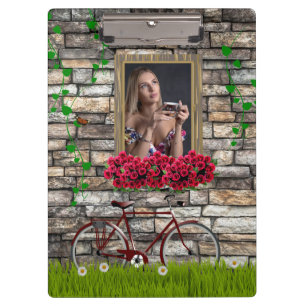 Romantic Vintage Bicycle Flower Photo for Her Clipboard