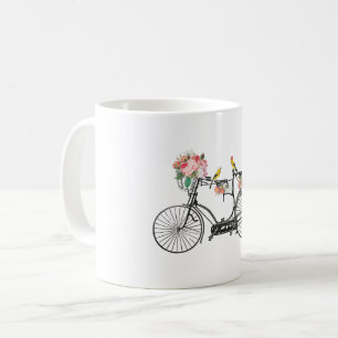 Romantic Vintage Bicycle Flowers & Birds Coffee Mug