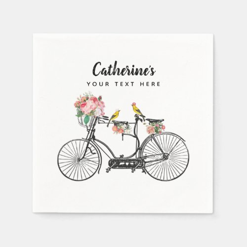 Romantic Vintage Bicycle Flowers Birds Napkins