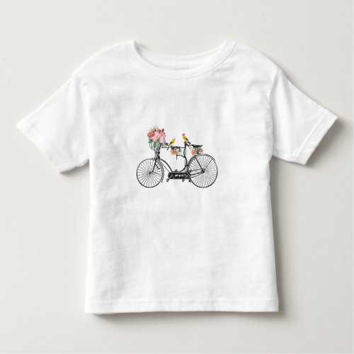 Romantic Vintage Bicycle Flowers  Birds Toddler T_shirt