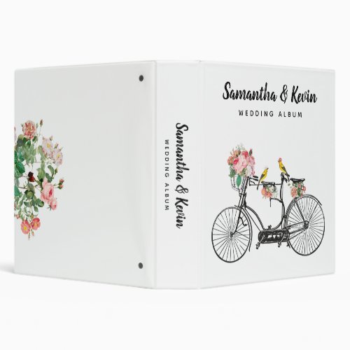 Romantic Vintage Bicycle Flowers Wedding Album 3 Ring Binder