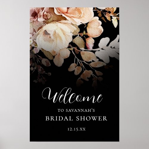 Romantic Vintage Botanical Bridal Shower Welcome Poster
