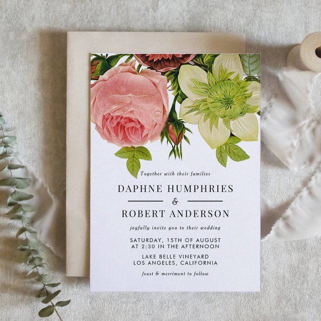 Romantic Vintage Botanical Wedding Invitation (Creator Uploaded)