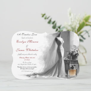 Romantic Vintage Bridal Sketch Wedding Invitation