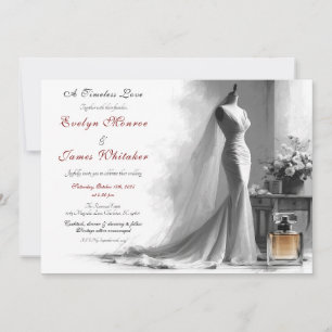 Romantic Vintage Bridal Sketch Wedding Invitation 