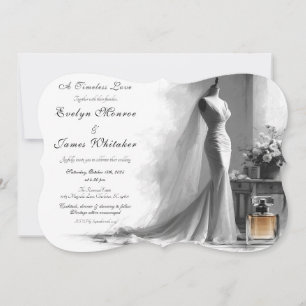 Romantic Vintage Bridal Sketch Wedding Invitation
