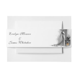 Romantic Vintage Bridal Sketch Wedding Invitation Invitation Belly Band