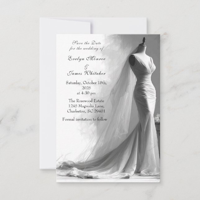 Romantic Vintage Bridal Wedding Save the date (Front)