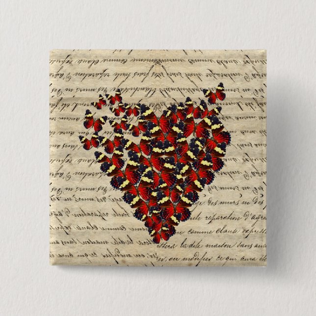 Romantic Vintage butterfies Pinback Button (Front)