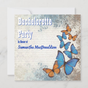 Romantic vintage butterfly bachelorette party invitation