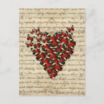 Romantic Vintage Butterfly Heart Postcard at Zazzle