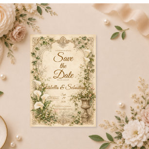 Romantic Vintage Calla Lily Wedding Save The Date