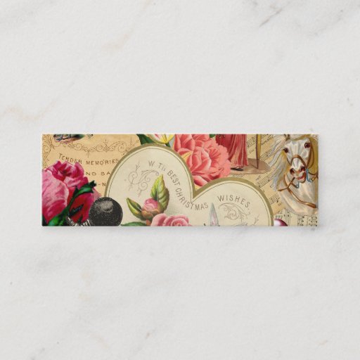 Customizable Romantic Vintage Collage Calling Card Business Card Template