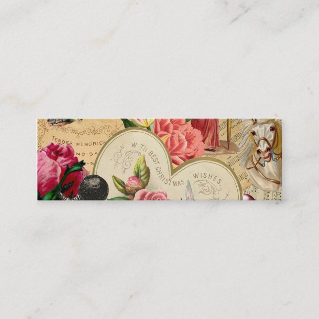 Romantic Vintage Collage Calling Card (Front)