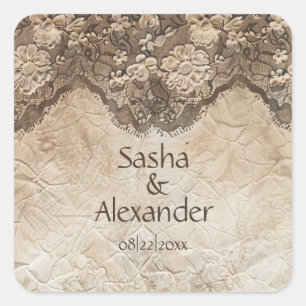 Romantic Vintage Country Lace Square Sticker