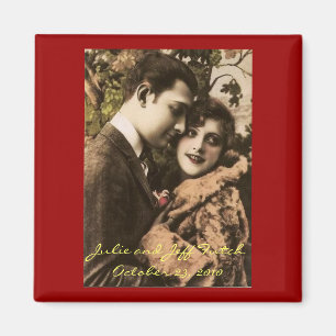 Romantic vintage couple photo magnet