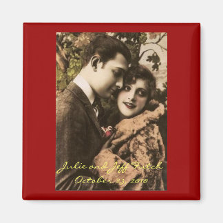 Romantic vintage couple photo magnet