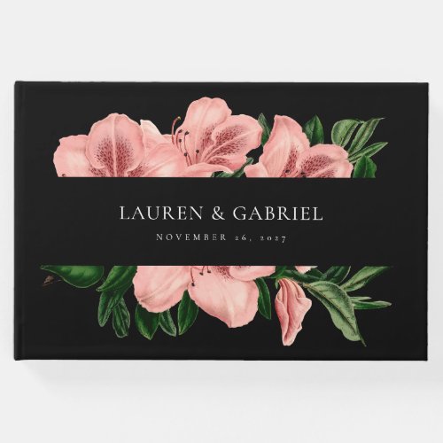 Romantic Vintage Floral Blush Pink Black Wedding Guest Book