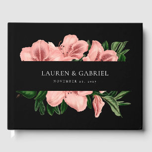 Romantic Vintage Floral Blush Pink Black Wedding Guest Book