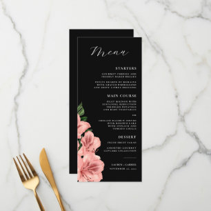 Romantic Vintage Floral Blush Pink Black Wedding Menu
