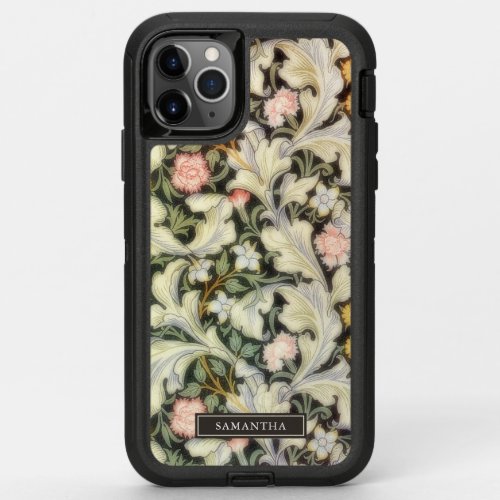 Romantic Vintage Floral Pattern with Your Name OtterBox Defender iPhone 11 Pro Max Case