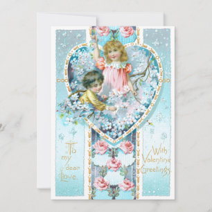 Romantic Vintage Floral Valentine Holiday Card