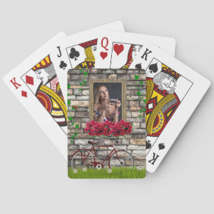 Romantic Vintage Flower Photo for Her Poker Cards