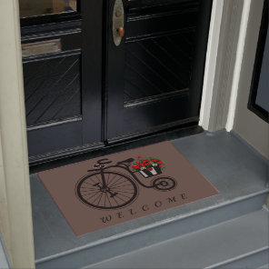 Romantic Vintage Flowers Bike - Welcome - Doormat