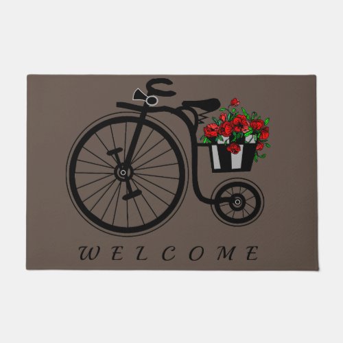 Romantic Vintage Flowers Bike _ Welcome _ Doormat