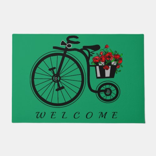 Romantic Vintage Flowers Bike _ Welcome Doormat