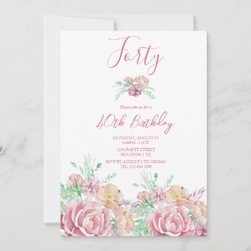 Romantic Vintage Flowers Birthday Party Invitation