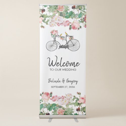 Romantic Vintage Flowers Wedding Welcome Sign