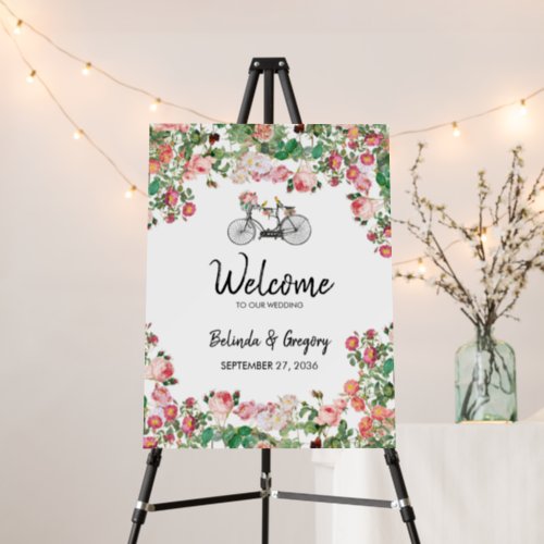 Romantic Vintage Flowers Wedding Welcome Sign