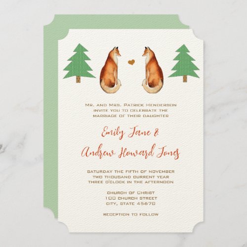 Romantic Vintage Fox Wedding Invitation