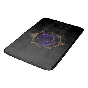 Romantic, Vintage Goth Purple Roses  Bath Mat