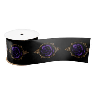 Romantic, Vintage Goth Purple Roses Satin Ribbon