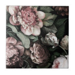 Romantic Vintage-inspired Dark Flowers Ceramic Tile at Zazzle